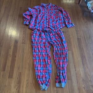 Aerie Red and Blue Plaid Pajama Set
